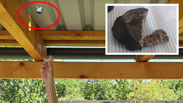 Der Meteorit durchschlug das Pergola-Dach im Burgenland.