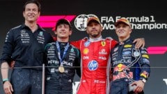 Toto Wolff, Kimi Antonelli, Lewis Hamilton, Isack Hadjar
