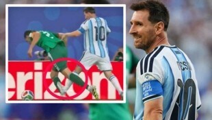 Glück gehabt! Lionel Messi hätte für diesen Tritt wohl zumindest Gelb sehen müssen.