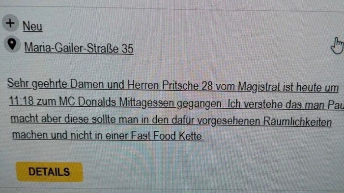 Die öffentlich Kund getane Kritik des „Pausen-Sheriffs“