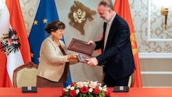 Landeshauptmannstellvertreterin Khom und Montenegros Vizepremier Gjeloshaj unterzeichneten am ...