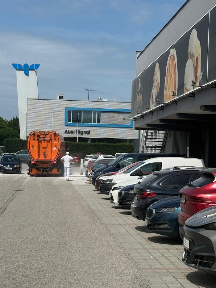 Die MA 48 sorgte putzte das Mehl am Parkplatz weg.