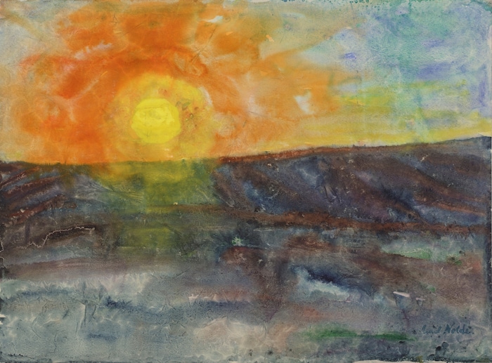 Klassische Moderne: Emil Nolde, Die Wintersonne (Tempera und Aquarell, 1908)