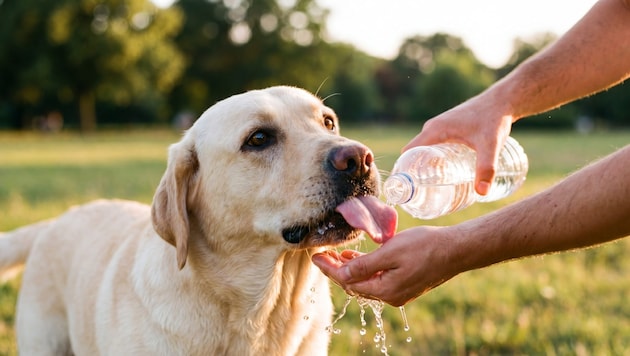 Regelmäßige Trinkpausen helfen Hunden, ausreichend Flüssigkeit aufzunehmen.