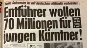 Alte „Krone“-Schlagzeile über den Aufsehen erregenden Entführungsfall im Hause Flick.