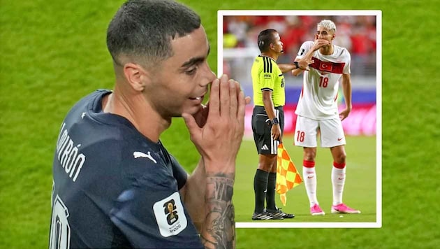 Miguel Almiron (li., großes Bild) sah Rot – weil er sich Mert Müldür gegenüber strafbar gemacht ...
