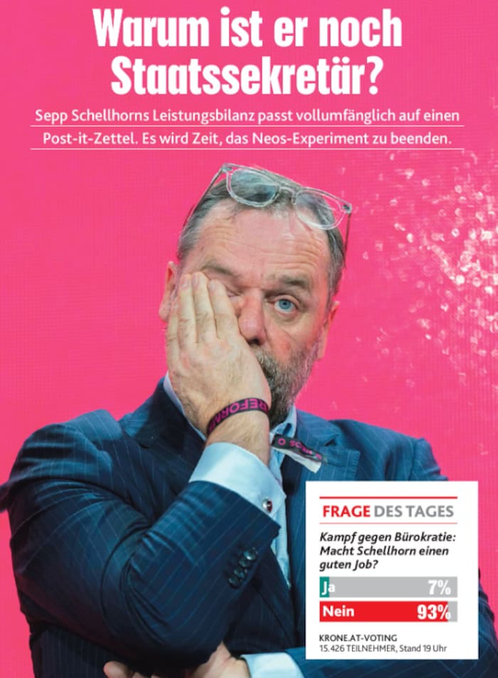 So titelte die „Krone“ in ihrer Samstagsausgabe. 93 Prozent unserer Leser finden, dass ...