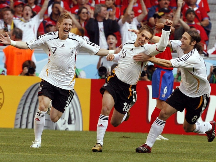 Bastian Schweinsteiger, Philipp Lahm und Thorsten Frings (v. l. n. r.)
