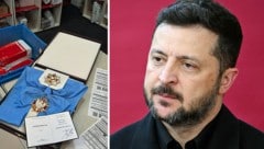Der ukrainische Präsident Wolodymyr Selenskyj hat seine Medaille und die Urkunde per Post ...