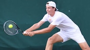 Joel Schwärzler war bislang einmal in Wimbledon dabei: 2023 scheiterte er im Junioren-Bewerb ...