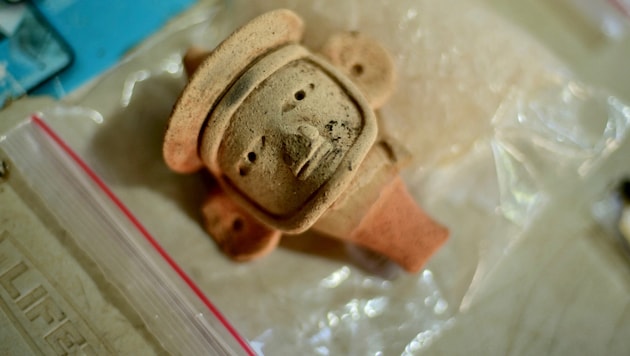 Diese anthropomorphe Pfeife wurde an der Ausgrabungsstätte in Coatepec (Veracruz) freigelegt.