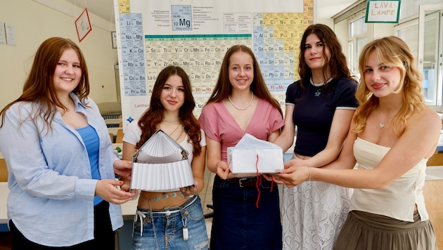 Stolze Siegerinnen: Susanne (17), Phelea (17), Elena (16), Katja (17) und Mia (16)