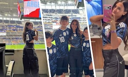 Antonella Roccuzzo und die „Messi-Burschen“ waren in Dallas gegen Österreich live dabei.
