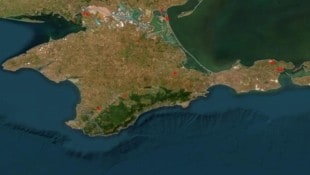 Satellitendaten der NASA zeigen die Brände auf der Krim in den letzten 24 Stunden.