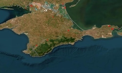 Satellitendaten der NASA zeigen die Brände auf der Krim in den letzten 24 Stunden.