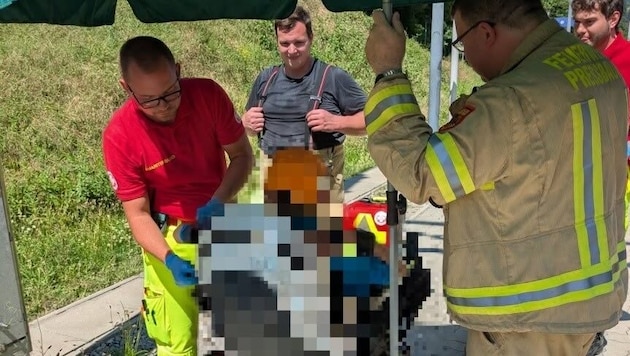 Feuerwehr und Samariterbund halfen dem Mann.