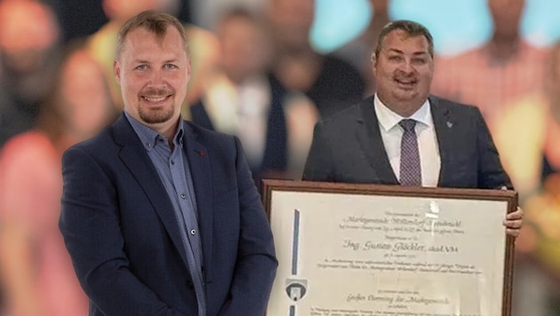 Im September 2025 erhielt Gustav Glöckler (re.) die Ehrenbürger-Urkunde, Peter Werbik (li.) will ...