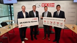 Herwig Draxler, Jürgen Mandl, Daniel Fellner, Martin Gruber (vl) präsentierten. Ergebnisse