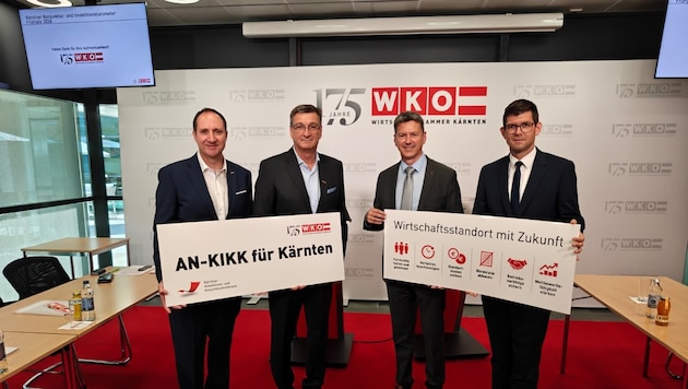 Herwig Draxler, Jürgen Mandl, Daniel Fellner, Martin Gruber (vl) präsentierten. Ergebnisse