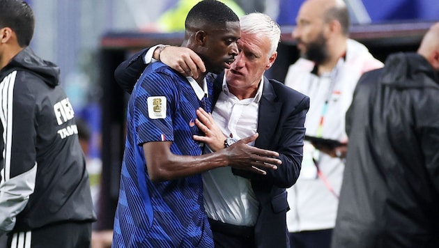 Didier Deschamps mit Weltfußballer Ousmane Dembele