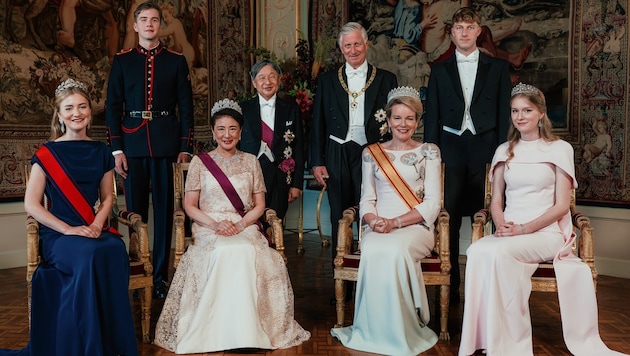 Beim Staatsbankett im Schloss Laeken in Brüssel (23. Juni 2026) vereint: Kronprinzessin ...