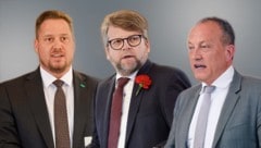FPÖ-Klubobmann Marco Triller, SPÖ-Klubobmann Hannes Schwarz und ÖVP-Abgeordneter Armin Forstner ...