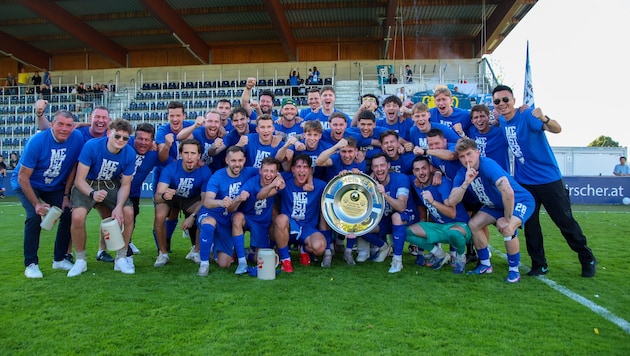Grödig bejubelte den Titel in der Salzburger Liga und spielt in der nächsten Saison in der ...