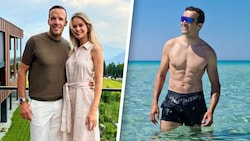 Christof Innerhofer und Melanie Gattringer sowie Italiens Ski-Ass im Sommerurlaub (re.).