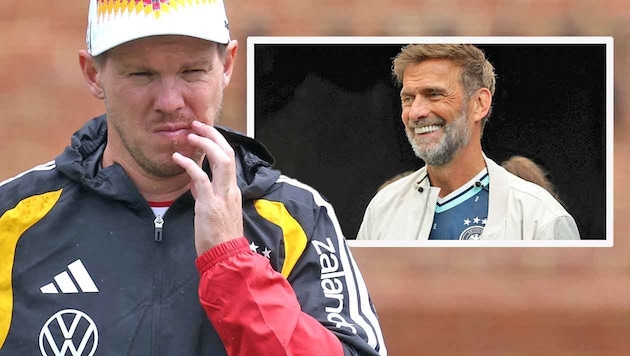 Julian Nagelsmann (li.) kann nur rätseln, wer Deutschlands erster Gegner in der K.-o.-Phase sein ...