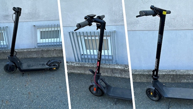 Diese drei E-Scooter stellte die Polizei in Leibnitz sicher.