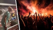 Wütende Besucher der „Defqon.1“ randalieren nach der Absage am Festival-Gelände (l.). 