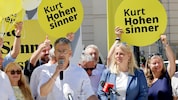 Bei brütender Hitze lud Kurt Hohensinner auf den Freiheitsplatz zum Wahlkampfabschluss.