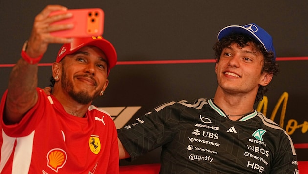 Im Kampf um die WM-Krone jagt Lewis Hamilton den jungen Kimi Antonelli.