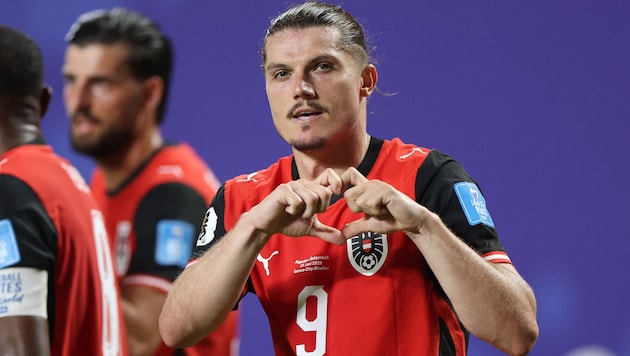 Herz-Jubel in die Kamera: Marcel Sabitzer traf zum 2:1.