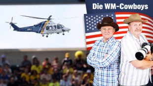 Auch Helikopter kreisen rund um die Stadien.