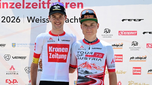 Philipp Hofbauer (l.) will das „Krone“-Leadertrikot der Road Cycling League Austria auch beim ...