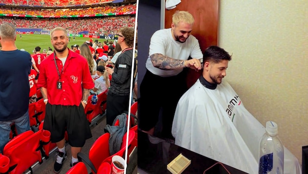 Eray Özcan unterstützte die ÖFB-Elf im Stadion, davor machte er den Stars die Haare schön.