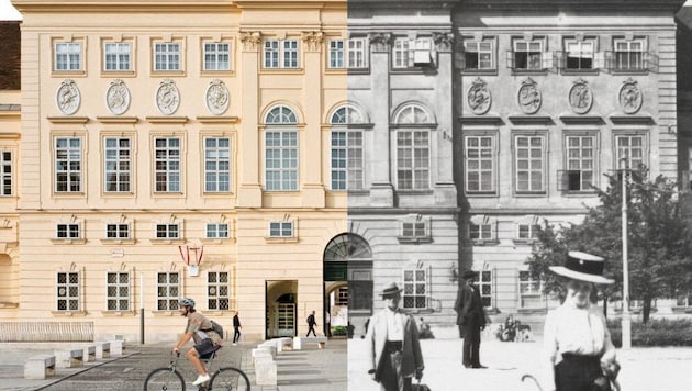 Die Fassade der ehemaligen Hofstallungen hat sich in den letzten 125 Jahren kaum verändert – ...