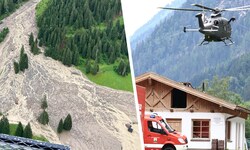 Die eingesperrten Personen wurden nach dem Murenabgang mit Helis evakuiert.