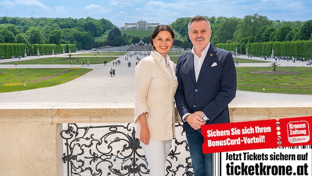 Sonja Klima und Klaus Panholzer setzen auf Pferdesport vor imperialer Kulisse in Schönbrunn.