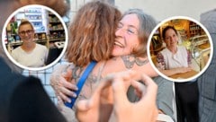 Wahlsiegerin Kahr hat Grund zum Jubeln. Trafikantin Nadine Fürst (li.) und Bäckerin Bianca ...