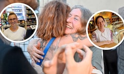 Wahlsiegerin Kahr hat Grund zum Jubeln. Trafikantin Nadine Fürst (li.) und Bäckerin Bianca ...