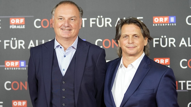 Oliver Böhm (to the right of ORF Enterprise authorized signatory Heinz Mosser) was one of the ...