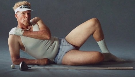 Will Ferrell posiert als sein Alter-Ego Lonnie Hawkins in Schlüpfern von Kim Kardashians Marke ...