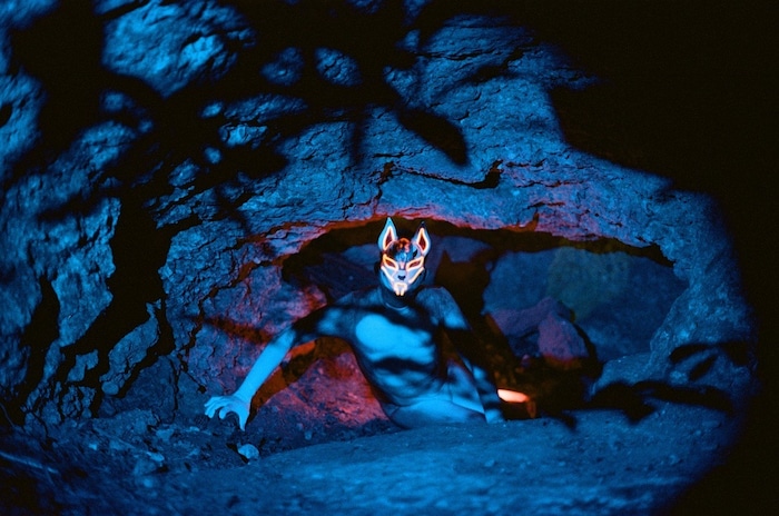 Neon-Fuchs an einem speziellen Kraftplatz