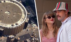 Ein WCBS-Hubschrauber filmte am Dienstag (30. Juni) große Lkws vor dem Madison Square Garden. Es ...