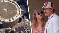 Ein WCBS-Hubschrauber filmte am Dienstag (30. Juni) große Lkws vor dem Madison Square Garden. Es ...