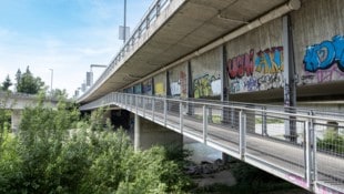 Die Radwegbrücke beim Pfänderportal.