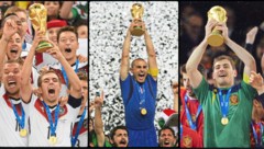Sie durften noch jubeln: Philipp Lahm (2014, Deutschland), Fabio Cannavaro (2006/Italien) und ...