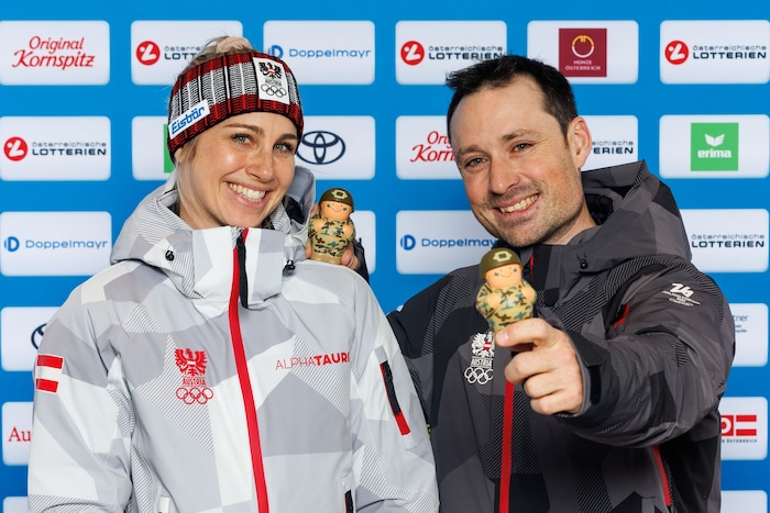 Alex Payer mit Ehefrau Sabine, die in Italien Olympia-Silber geholt hatte.